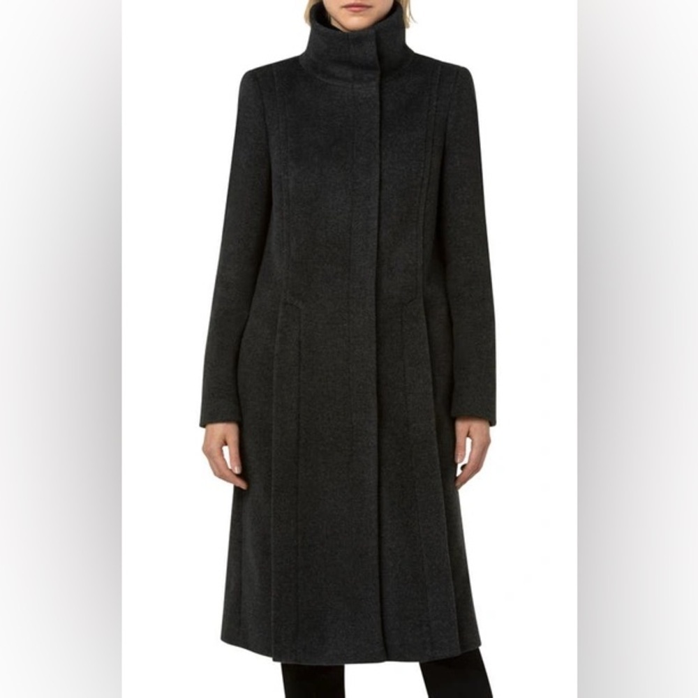 AKRIS Punto‎ Funnel Neck A-Line Wool Cashmere Blend Coat